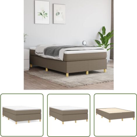 The Living Store Cadre de lit sans matelas taupe 120x200 cm tissu - Cadre De Lit - Lit Double - Lit Adulte - Literie - Meuble Chambre