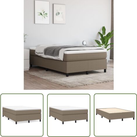 The Living Store Cadre de lit sans matelas taupe 120x200 cm tissu - Cadre De Lit - Lit Double - Lit Taupe - Literie - Meuble Chambre