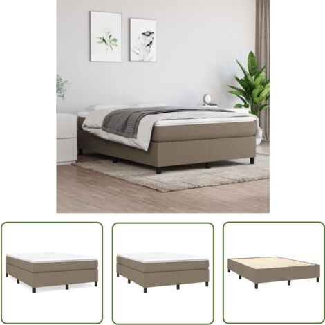The Living Store Cadre de lit sans matelas taupe 140x190 cm tissu - Cadre De Lit - Lit Double - Literie - Meuble Chambre - Chambre Adulte