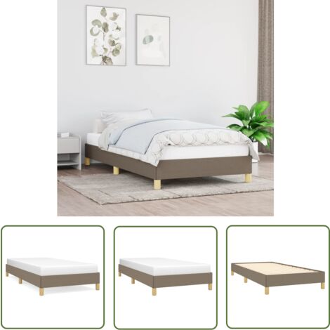 The Living Store Cadre de lit sans matelas taupe 90x200 cm tissu - Cadre De Lit - Lit Simple - Lit Adulte - Literie - Meuble Chambre