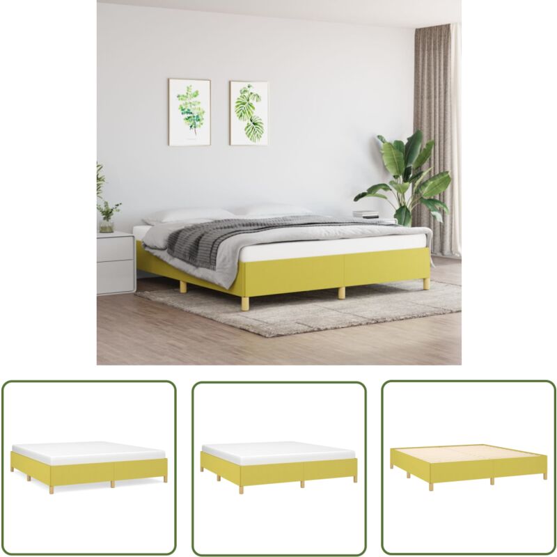 The Living Store - Cadre de lit sans matelas vert 180x200 cm tissu - Cadre De Lit - Lit Double - Lit Vert - Literie - Meuble Chambre