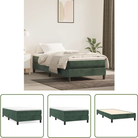 The Living Store Cadre de lit sans matelas vert foncé 90x200 cm velours - Cadre De Lit - Lit Double - Lit En Velours - Lit Vert - Literie