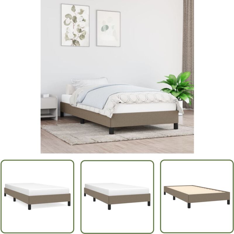 The Living Store Cadre de lit sans matelas taupe 100x200 cm tissu - Cadre De Lit - Lit Double - Lit Adulte - Literie - Meuble Chambre