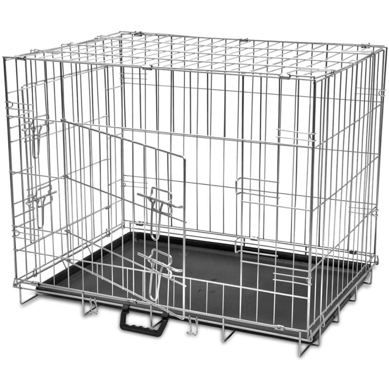 The Living Store - Cage métallique et pliable pour chiens l Noir