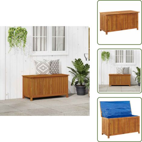 The Living Store Caja de almacenaje de jardín madera maciza acacia 113x50x58 cm - Caja de madera