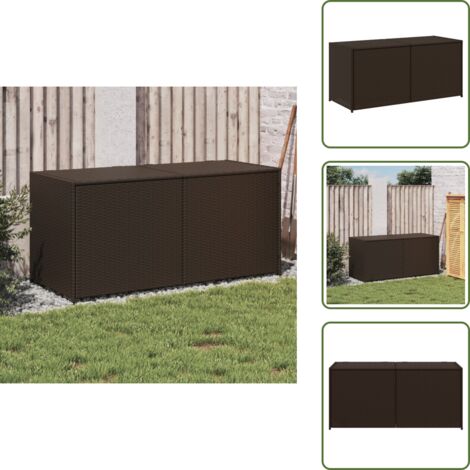 The Living Store Caja de almacenaje de jardín ratán sintético marrón 283L - Almacenamiento exterior