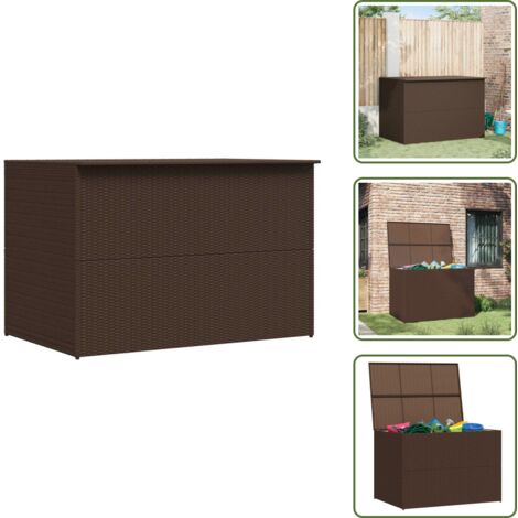 The Living Store Caja de almacenaje jardín ratán sintético marrón 150x100x100 cm - Caja de almacenamiento de jardín