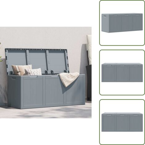 The Living Store Caja de almacenaje para jardín 270 L PP aspecto madera gris - Caja de almacenamiento exterior