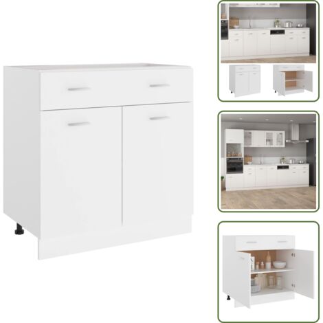 The Living Store Cajón inferior "Lyon" blanco 80x46x81,5 cm Madera de ingeniería - Almacenamiento de cocina