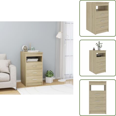 The Living Store Cajonera de madera contrachapada color roble Sonoma 40x50x76 cm - Almacenamiento
