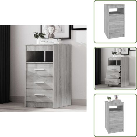 The Living Store Cajonera de madera contrachapada gris Sonoma 40x50x76 cm - Cajonera gris