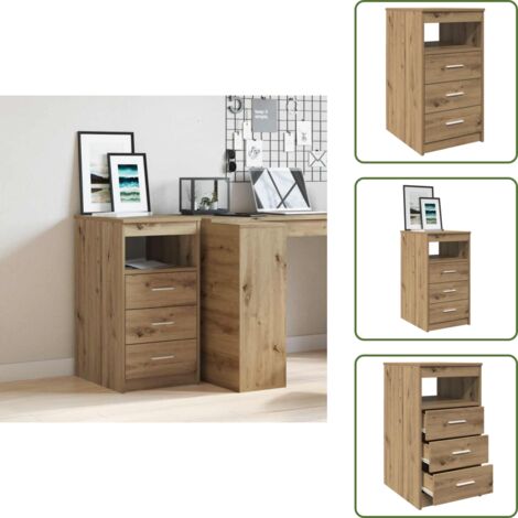 The Living Store Cajonera de madera de ingeniería roble artisan 40x50x76 cm - Armario de almacenamiento