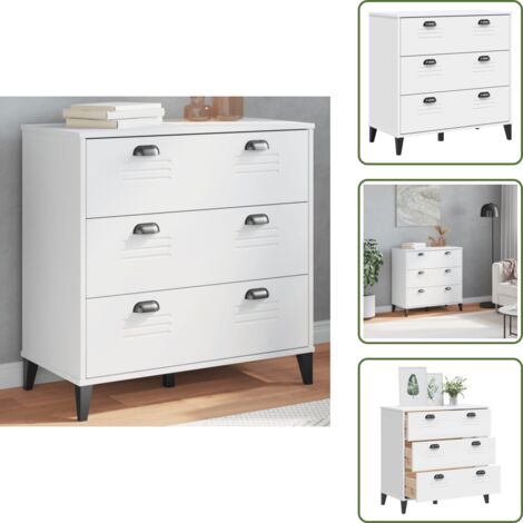 The Living Store Cajonera VIKEN madera de ingeniería blanca - Mueble