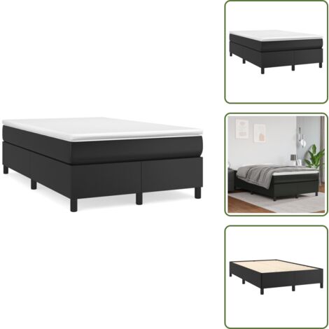 The Living Store Cama box spring con colchón cuero sintético negro 120x190 cm - Colchón de muelles