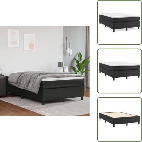 The Living Store Cama box spring con colchón cuero sintético negro 120x200 cm - Colchón de muelles