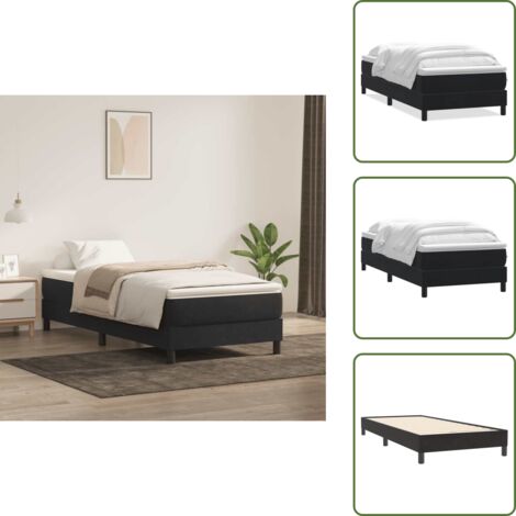 The Living Store Cama box spring con colchón cuero sintético negro 80x220 cm - Colchón de muelles