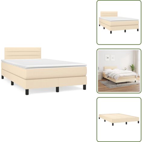The Living Store Cama box spring con colchón tela color crema 120x190 cm - Colchón de muelles
