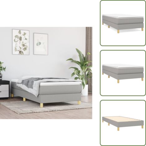 The Living Store Cama box spring con colchón tela gris claro 90x190 cm - Colchón de muelles