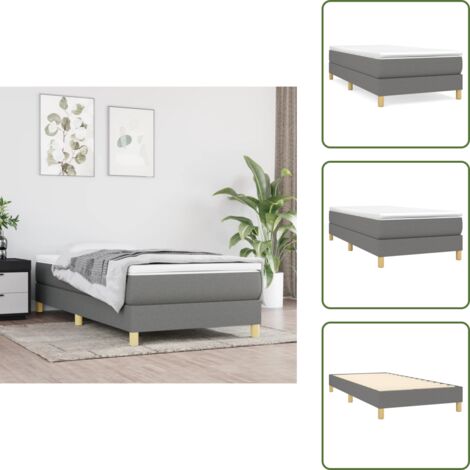 The Living Store Cama box spring con colchón tela gris oscuro 80x200 cm - Colchón de muelles