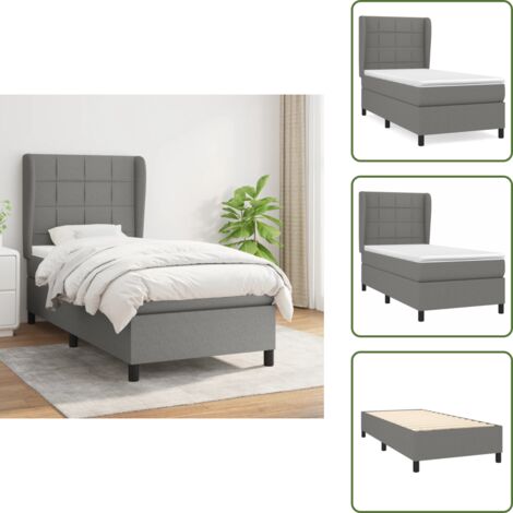 The Living Store Cama box spring con colchón tela gris oscuro 90x190 cm - Colchón de muelles