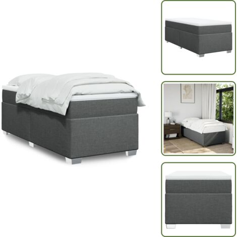 The Living Store Cama box spring con colchón tela gris oscuro 90x200 cm - Colchón de muelles