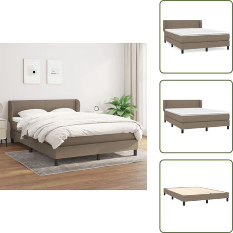 The Living Store Cama box spring con colchón tela gris taupe 140x200 cm - Cama box spring