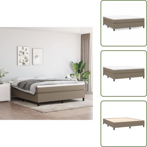 The Living Store Cama box spring con colchón tela gris taupe 160x200 cm - Colchón de muelles