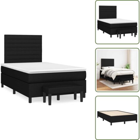 The Living Store Cama box spring con colchón tela negro 120x190 cm - Colchón de muelles
