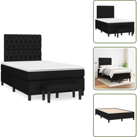 The Living Store Cama box spring con colchón tela negro 120x190 cm - Colchón de muelles
