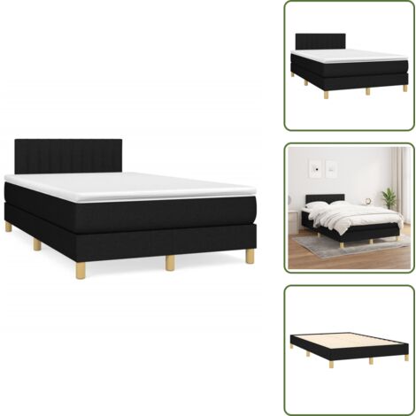 The Living Store Cama box spring con colchón tela negro 120x190 cm - Colchón de muelles ensacados