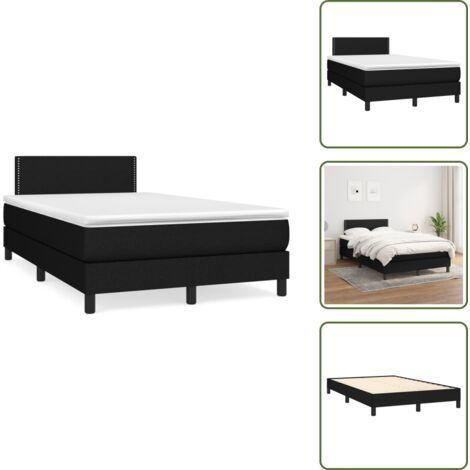 The Living Store Cama box spring con colchón tela negro 120x190 cm - Colchón de muelles ensacados