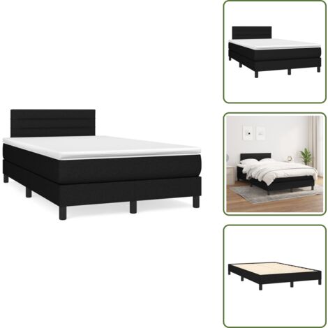 The Living Store Cama box spring con colchón tela negro 120x190 cm - Colchón de muelles ensacados