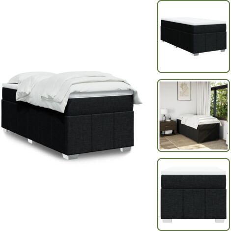The Living Store Cama box spring con colchón tela negro 80x200 cm - Colchón de muelles