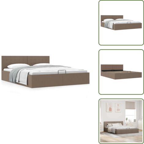 The Living Store Cama canapé hidráulica almacenaje sin colchón taupe 160x200 cm - Cama con almacenamiento