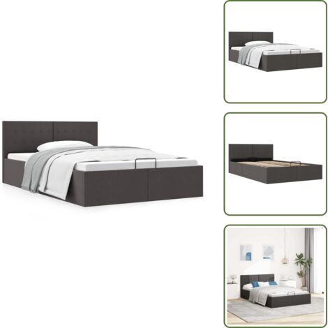 The Living Store Cama canapé hidráulica de almacenaje sin colchón gris 140x200cm - Cama hidráulica