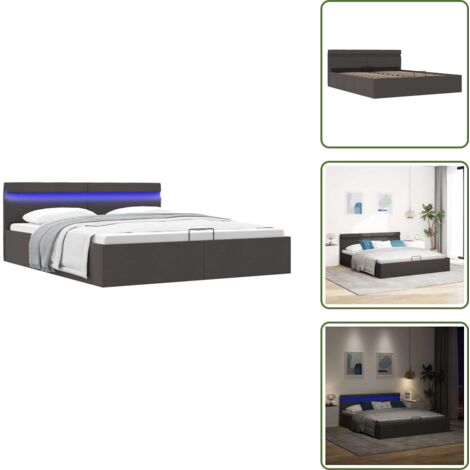 The Living Store Cama canapé hidráulica de almacenaje sin colchón gris 180x200cm - Cama con almacenamiento