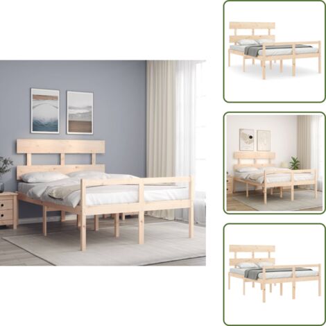 The Living Store Cama de matrimonio personas mayores con cabecero madera maciza - Cama de madera