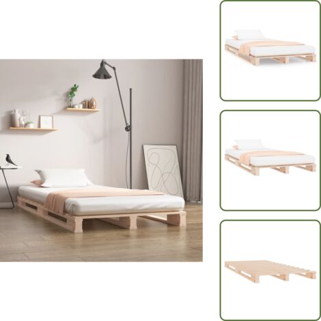 The Living Store Cama de palets madera maciza de pino 100x200 cm - Cama de madera