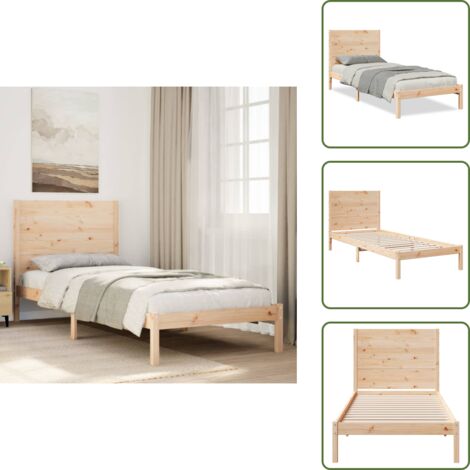 The Living Store Cama extralarga sin colchón madera maciza 100x210 cm - Cama extralarga