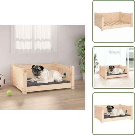The Living Store Cama para perros 65,5x50,5x28 cm de madera maciza de pino - Madera maciza