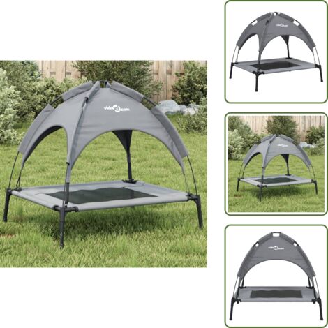 The Living Store Cama para perros con dosel antracita tela oxford y acero - Cama para perros exterior
