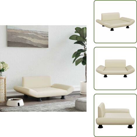 The Living Store Cama para perros de cuero sintético crema 70x45x28 cm - Cama para perros