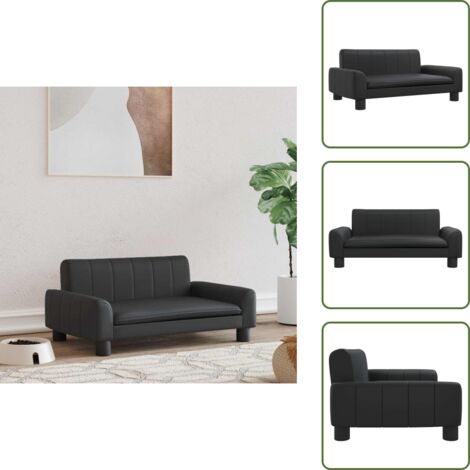 The Living Store Cama para perros de cuero sintético negra 70x45x30 cm - Sofá para perros