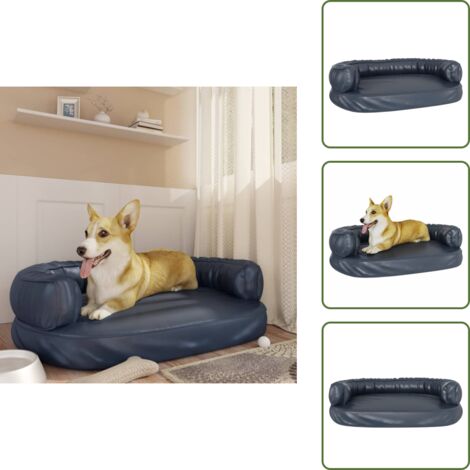 The Living Store Cama para perros de espuma cuero sintético azul oscuro 88x65 cm - Cama para mascotas