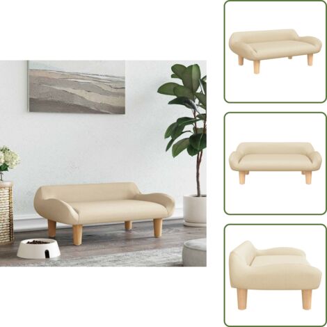 The Living Store Cama para perros de tela crema 70x40x24 cm - Sofá para perros