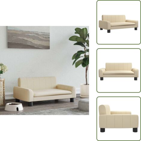 The Living Store Cama para perros de tela crema 70x45x30 cm - Sofá para perros