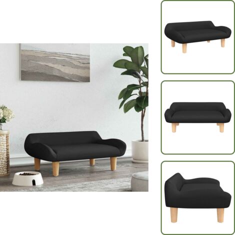 The Living Store Cama para perros de tela negra 70x40x24 cm - Sofá para perros