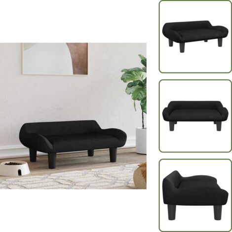 The Living Store Cama para perros de terciopelo negra 70x40x24 cm - Sofá para perros