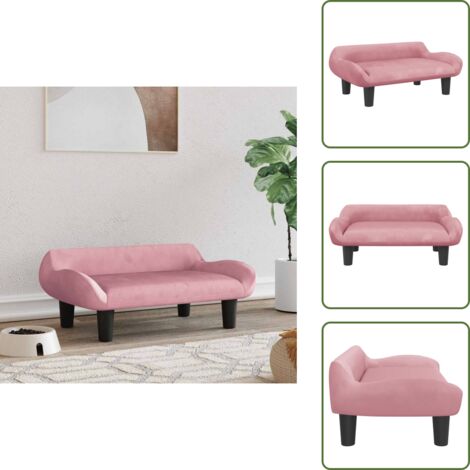 The Living Store Cama para perros de terciopelo rosa 70x40x24 cm - Sofá para perros