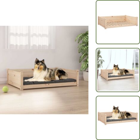 The Living Store Cama para perros madera maciza de pino 95,5x65,5x28 cm - Madera maciza